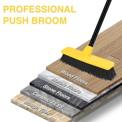Push Broom Outdoor Indoor 12″ Wide,50″ Long Handle with Yellow Pp