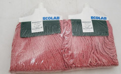 QTY 2 Ecolab Grease-Beater Red Mop Heads 90060927 Commercial Cleaning