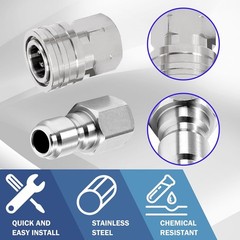 M MINGLE Pressure Washer Adapter, 2 Sets 3/8'' Female NPT, Silver