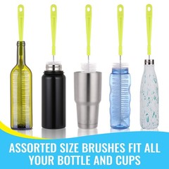 Bottle Cleaning Brush Set – Long Handle Cleaner for 5 Piece Set, Green