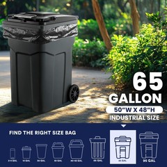 Plasticplace 65 Gallon Trash 1.5 Mil Heavy Duty Garbage Can 50 X 48 50 Count