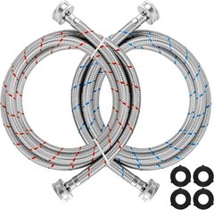 Cenipar Washing Machine Hoses 6FT straight 6FT-Stainless Steel, Blue&Red