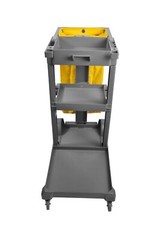 1050 Janitor Cart Commercial Housekeeping Utility Cart with 3 Shelfs, 25 Gall…