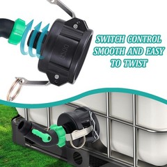 275 330 Gallon IBC Tote Fittings with 45 Degree Hose 45 Degree, Black,Green