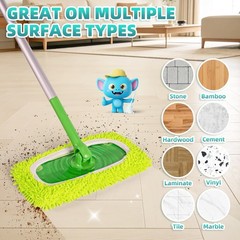 6 Pack Reusable Mop Pads Compatible with Swiffer Sweeper Mop, Green, Pink