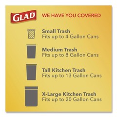 Glad 78812 8″ x 18″ 4 gal Small Trash Bags – Wht Febreze Fresh Clean 156/CT New