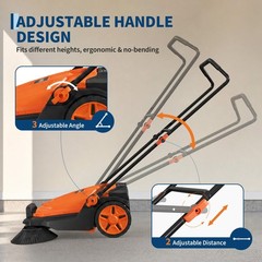 New Walk-behind Hand Push Floor Sweeper 25.6” Width 5 Gallon Waste Container