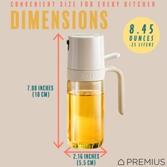 PREMIUS Glass Oil Sprayer Bottle, 8.45 Ounces, Thumb Pump 8.5 natural