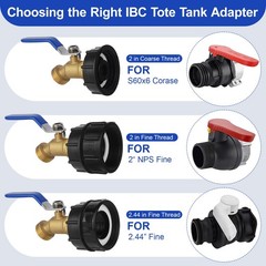 275-330 Gallon IBC Tote Hose Adapter,3-Size 3/4 inches, Blue