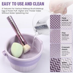 GOLIKEE Makeup Brush Cleaner Mat 3 in 1 Silicone Khaki