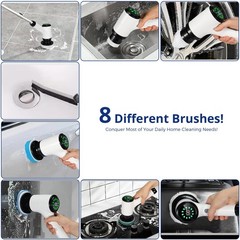 Electric Spin Scrubber for Cleaning-2 Adjustable Speeds,8 White&black