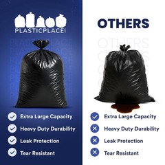 Plasticplace 95-96 Gallon Garbage Can Liners 3 Mil Black Heavy Duty Trash Bags