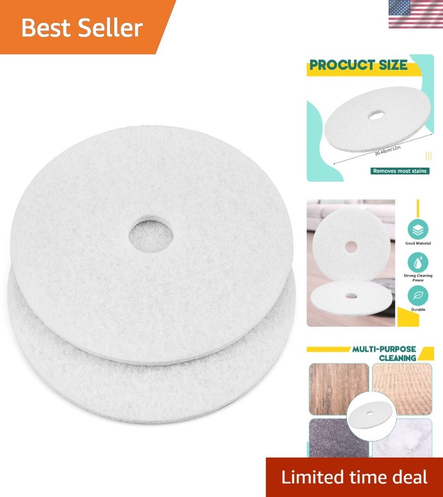 Durable 2-Pack 12″ White Maintenance Pads for Effortless Floor Cleaning