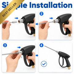 High Pressure Washer Nozzle Kit Stainless Steel Flush Wand Extension Tips