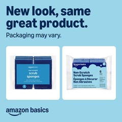 Amazon Basics Non-Scratch Dual-Sided Sponges for Nonstick Pots 6-Pack, Blue