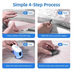 Vacuum Storage Bags with -60000Pa USB Pump,15 Pack 15 Combo, 15 bags+pump