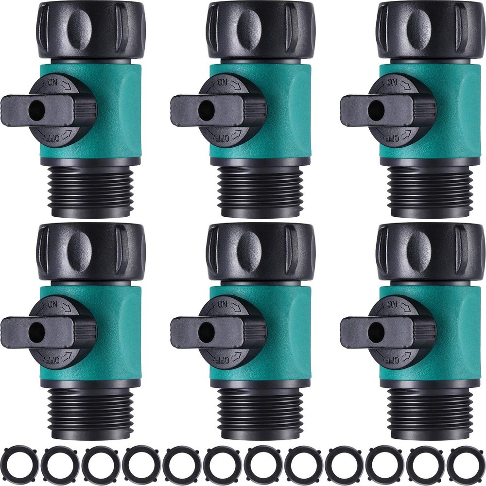 Hotop 6 Pcs Garden Hose Shut Off Valves Plastic Connect Water 3/4 inch, Blue