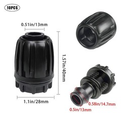 1/2 Inch Drip Irrigation Fittings End Caps, 10 Pack Plugs inch, Black
