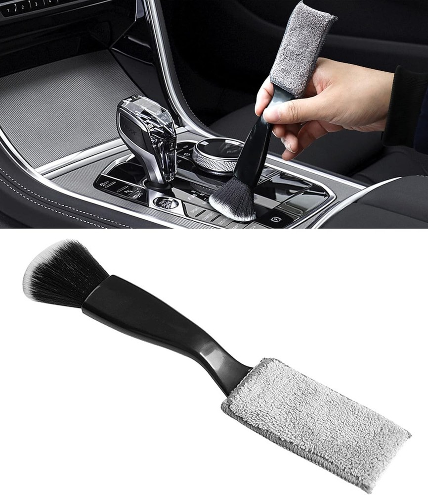 Universal 2 in 1 Duster for Car Clean, Car Brush Tool, Double Hea Color: Black