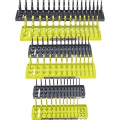 6 Piece Socket Tray Set – 3 Row – 1/4″, 3/8″, 1/2″ – Grey (Metric) Yellow (SAE)