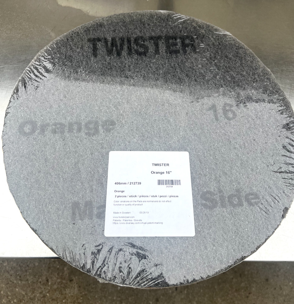 lot of two (2) New Twister Diamond Floor Pads 16″ Orange 212739