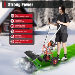 52cc 2 Stroke Gas Power Sweeper Broom Driveway Turf Grass Snow Cleaning Machine