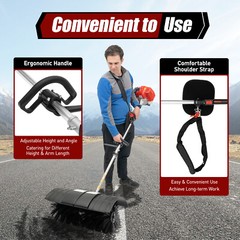 52CC Gas Powered Brush Broom Sweeper Handheld Driveway Cleaning Turf Lawn Grass~