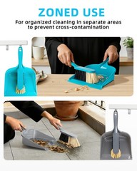 MR.SIGA Dustpan and Brush Set, Pack of 2 12.8 x 8.3 x 3.9in, Blue, Grey
