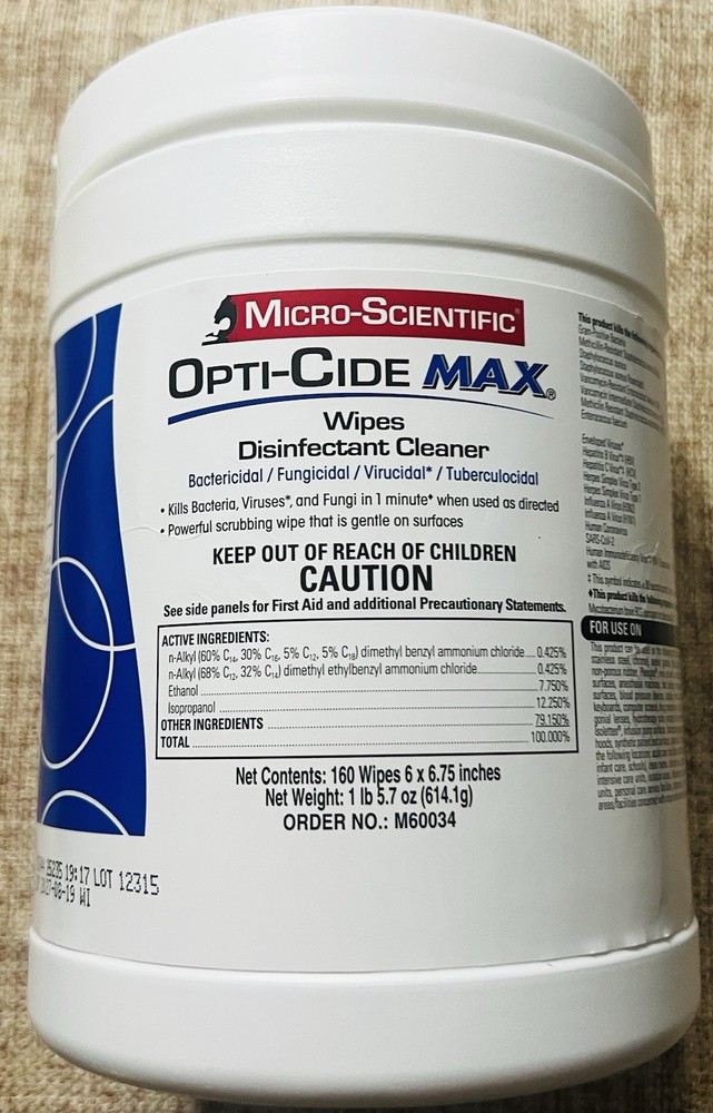 *1-Pack* Micro-Scientific Opti-Cide MAX Disinfectant Cleaner Wipes M60034