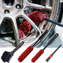 Wheel Brushes for Cleaning Wheels (4 Pro Pack)- 2X Soft Whe Color: Red & Black