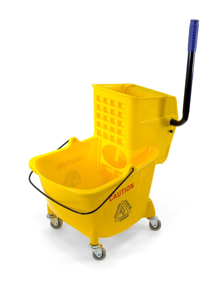 Mop Bucket 25 Quart | Side Press Wringer | 4 Wheels 2″ | Yellow