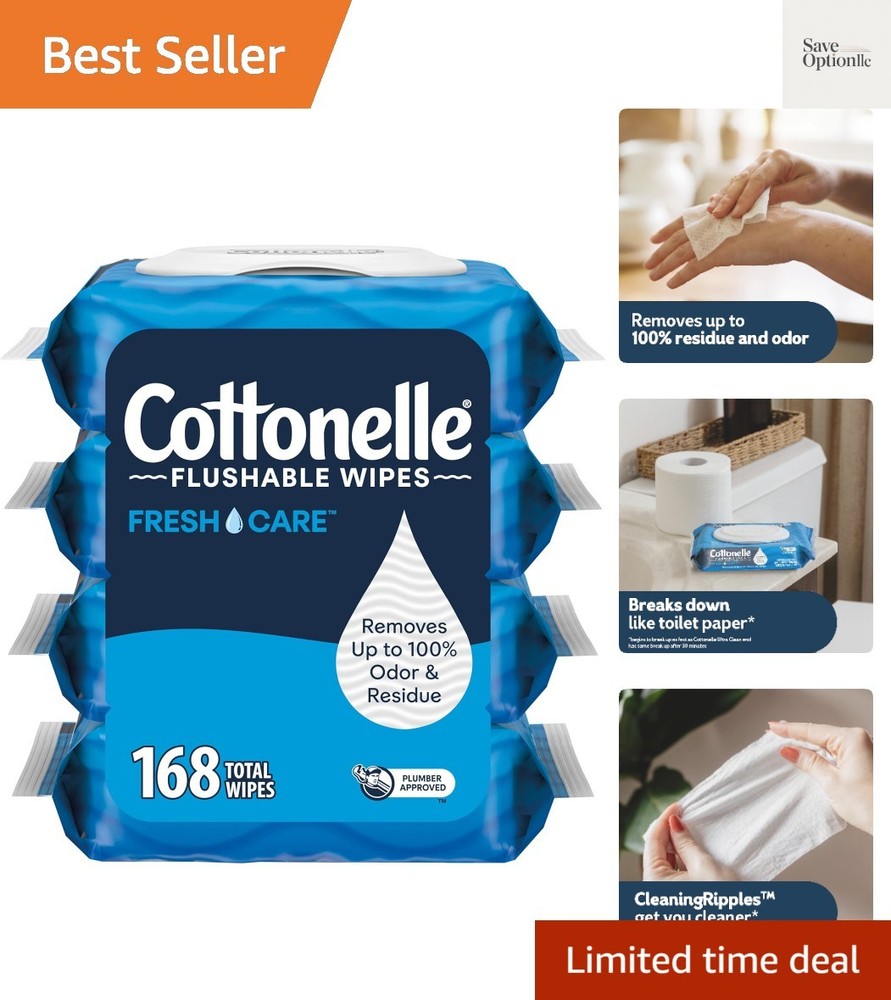 Cottonelle Fresh Care Flushable Wet Wipes, Adult Wet Wipes, 4 Flip-Top Packs,…