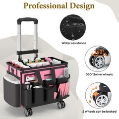Cleaning Caddy with Wheels – Rolling Cleaning Caddy Bag with Detachable Troll…