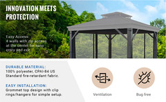 Universal 10′ x 10′ Gazebo Replacement Mosquito Netting (Tan)