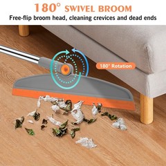 Multifunction Magic Broom, 54 Inch Adjustable Long Handle Gray Orange
