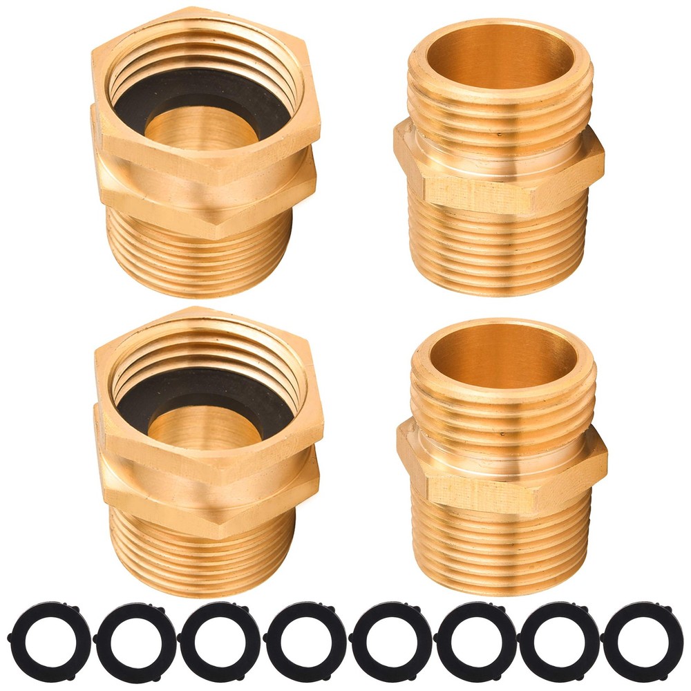 M MINGLE Garden Hose Adapter, 3/4 Inch GHT to 3/4″ NPT, Gold