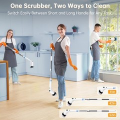 PUFTEM Electric Spin Scrubber, Cordless Shower Scrubber with 8 Scrub White