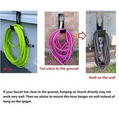 Ebliiny 2 Pack Garden Hose Hanger Wall Mount Heavy 2 Large, 2 Black