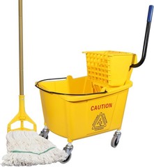 Bright Yellow 35-Quart Mop Bucket with Wringer & Mop – Ideal for Heavy-Duty Use