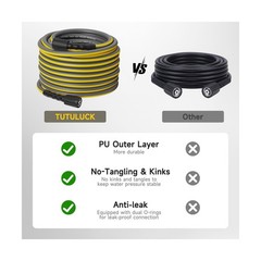 Flexible Pressure Washer Hose 100FT, 1/4” Kink Resistant 3600 … FAST USA SHIP
