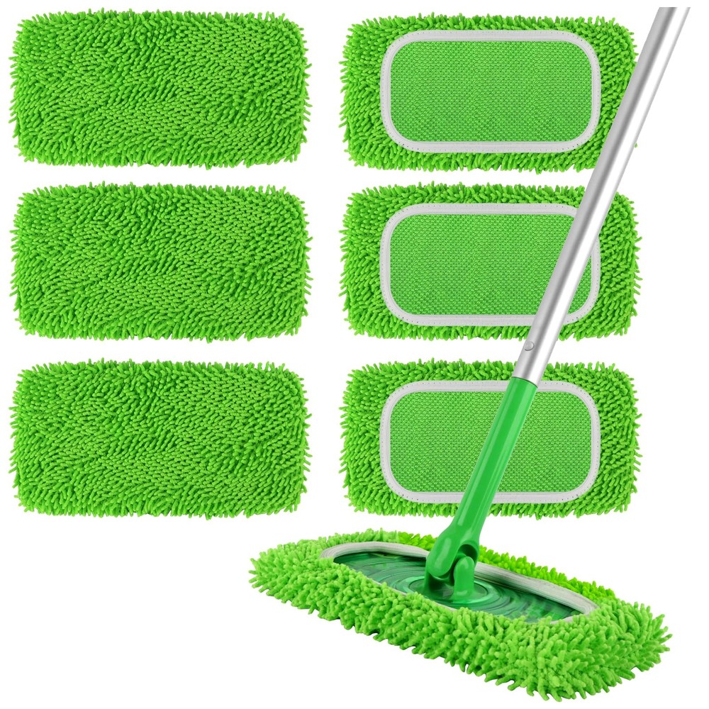 ZEHRAI 6Pcs Reusable Microfiber Mop Pads 10.3″ x 4.4″, Green 6 Pack