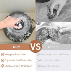 6Pcs Steel Wool Scrubber with Replacement Wire Pads Set, Stainless Steel…