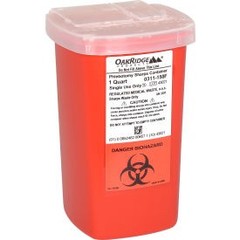 Oakridge Products 1 Quart Sharps Container w/ Flip Lid Red OAKRIDGE PRODUCTS