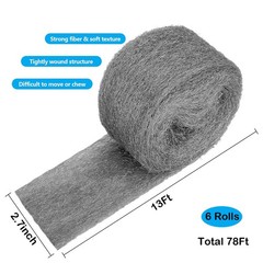 6 Rolls JINGTONG 78 Ft Steel Wool Fill Fabric Blend Hardware Cloth Gap Blocker