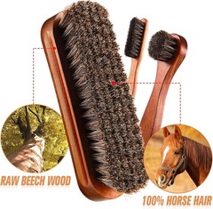 7 Pcs Horsehair Shine Shoes Brush Kit Polish Dauber Applicators Cleaning Leather