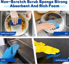 12 Count Non-Scratch Dish Sponges Kitchen, Long Lasting Cleaning Sponges for