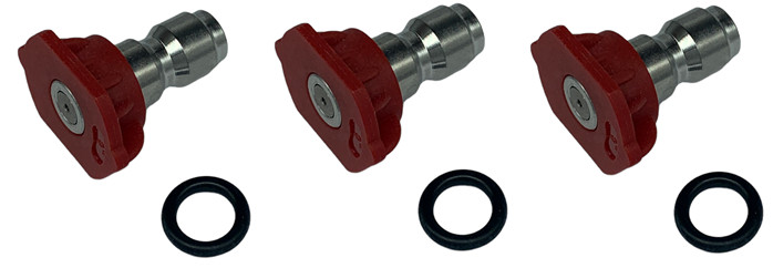 3PK Pressure Washer 1/4 QC Nozzle Tips, 0°, Red, 3.5 GPM (6 Month Warranty)
