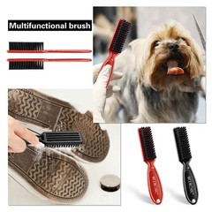 NICEMOVIC Barber Clipper Cleaning Brushes, 10 Pcs Plastic Handle Black&Red