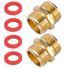 2 Pack 3/4 Inch Brass Garden Hose Adapter Male to Double Male(2 Pack),