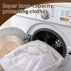 Hanging Washable Laundry Hamper, Over Door Mesh Laundry Bag with 2 Hooks, Tan…